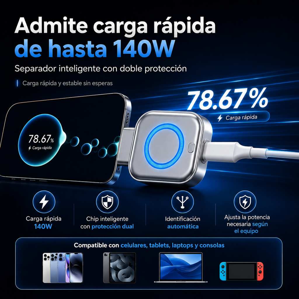 Adaptador De Carga Rápida USB-C Inteligente
