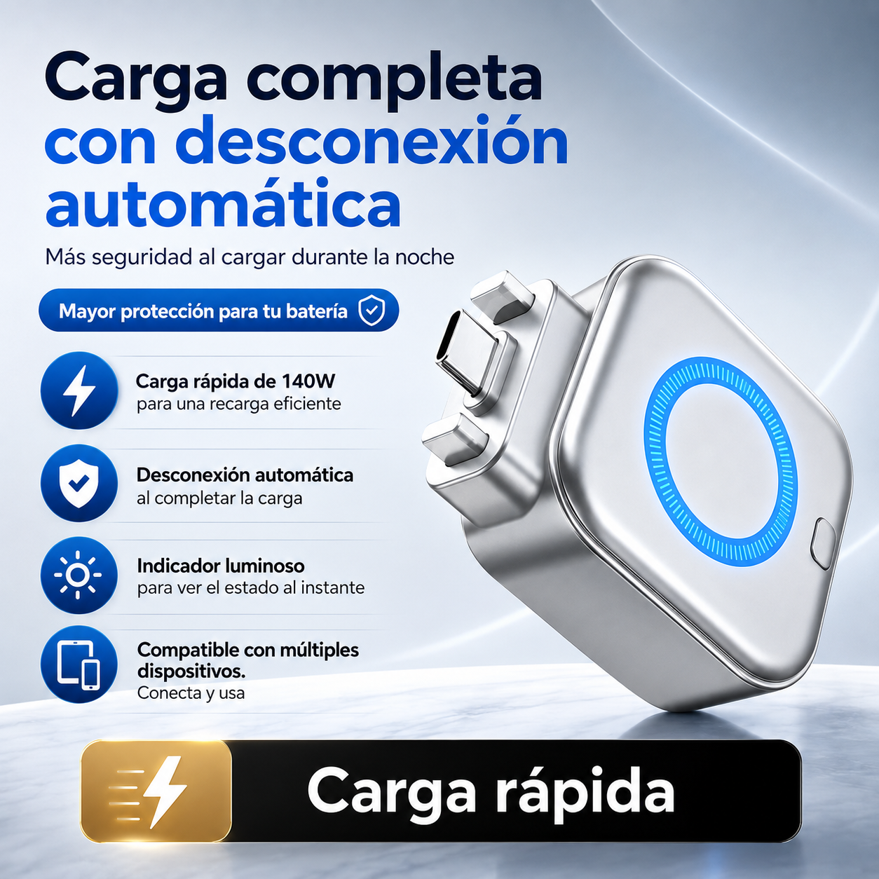Adaptador De Carga Rápida USB-C Inteligente