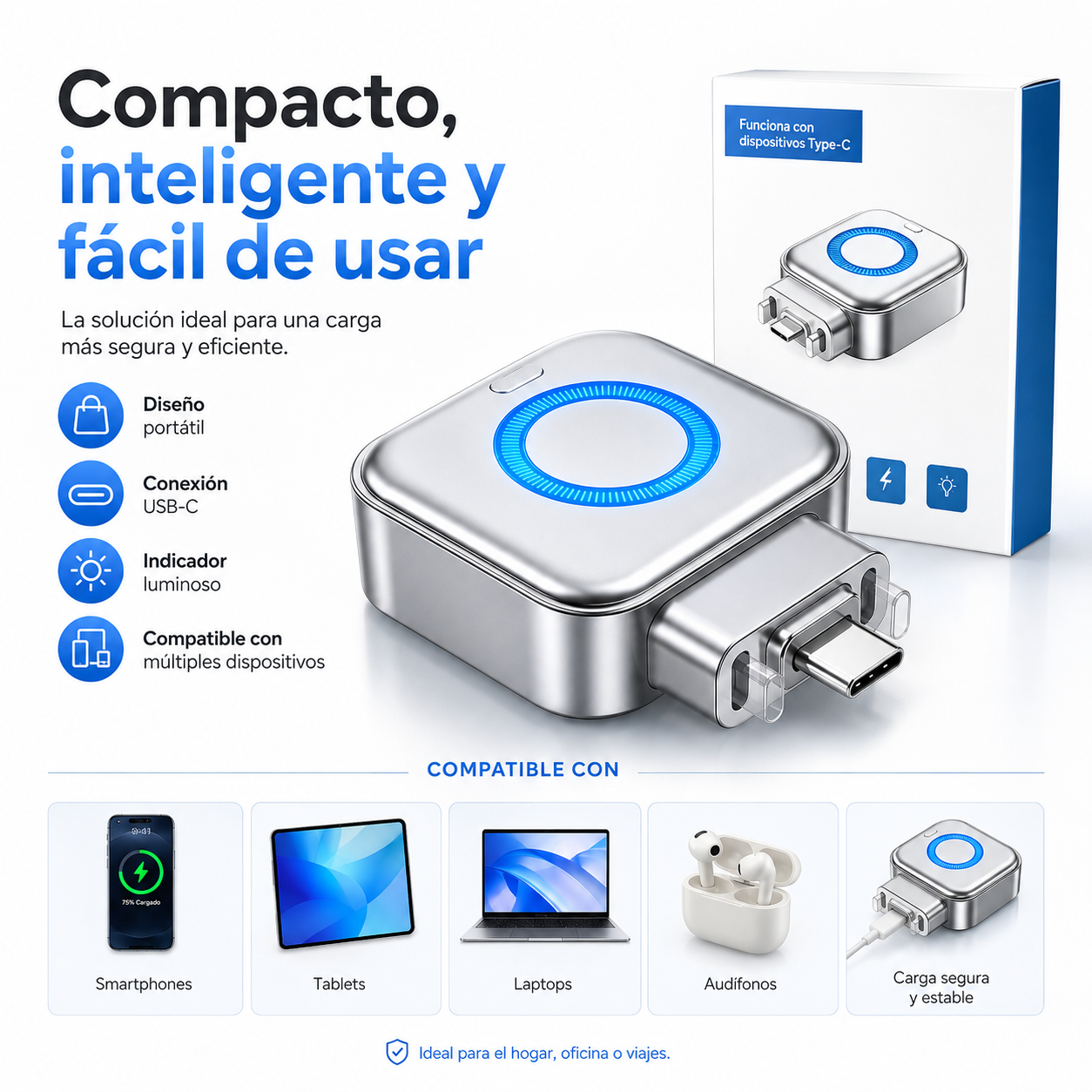 Adaptador De Carga Rápida USB-C Inteligente